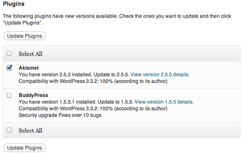 Updating plugins