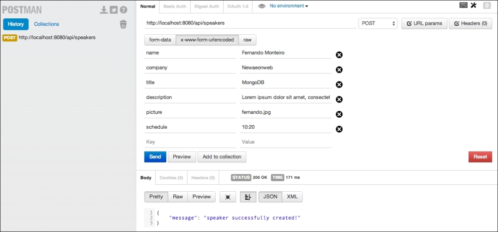 Inserting data with Postman