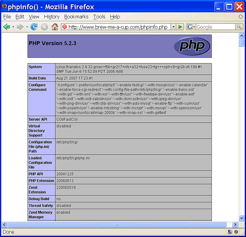 Determining which PHP version and extensions your web server has