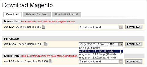 Time for action: Downloading Magento