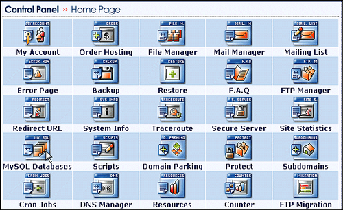 Using cPanel to create a database and a database user