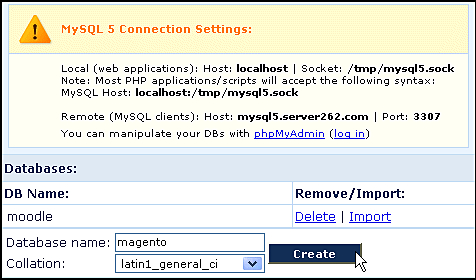 Using cPanel to create a database and a database user