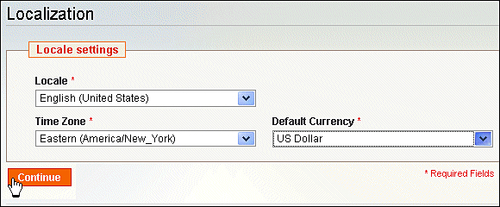 Time for action: Pointing your browser to the Magento directory and stepping through the installation wizard