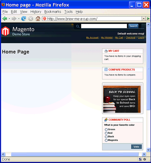 Time for action: Pointing your browser to the Magento directory and stepping through the installation wizard