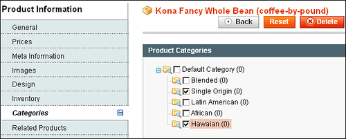 Time for action: Selecting Categories