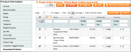 Time for action: Selecting Associated Products