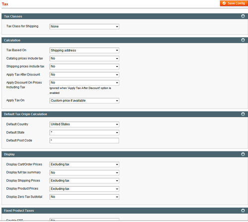 The Sales Tax page