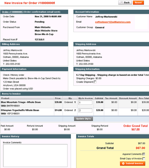 Step 2: You create an invoice