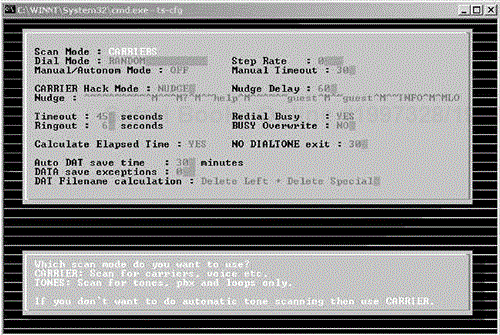 THC-Scan Scanning Options screen