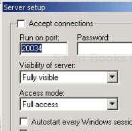 NetBus Server setup screen