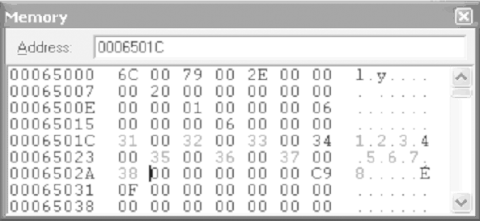 Using the Memory window to update values