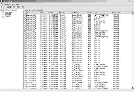 Windows security log showing normal operation