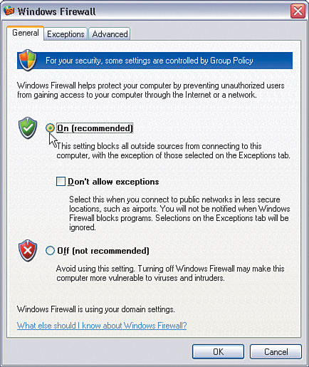 Enabling the Built-In Firewall in Windows XP