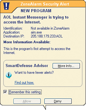 ZoneAlarm Requesting Internet Access for a New Program