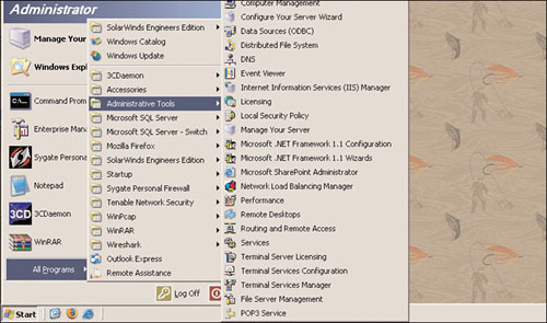 Starting the configuration of IIS to build a test Web site