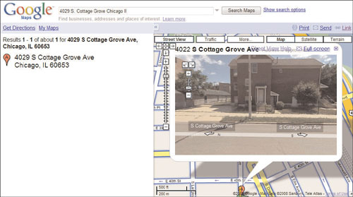 Street View result of the address listed on the Quizzi Web site