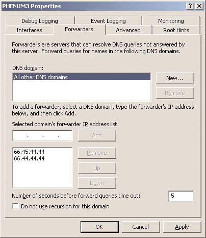 Configuring DNS forwarders