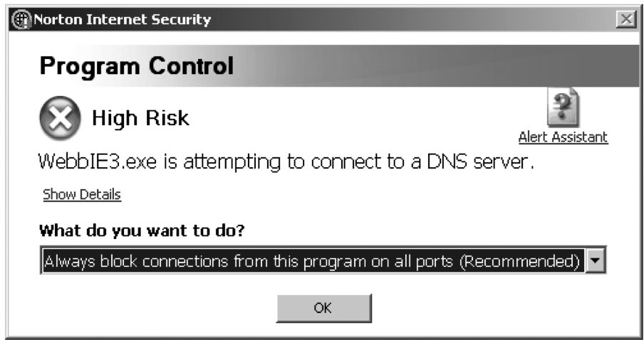 Example of confusing firewall message