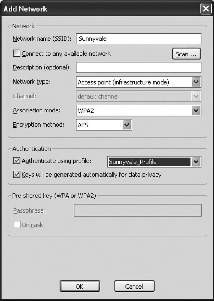The Add Network window