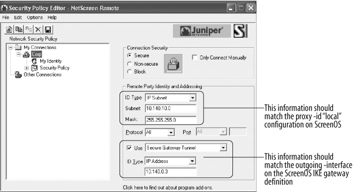 Beginning the NetScreen-Remote configuration