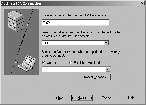 Setting up the ICA client to connect