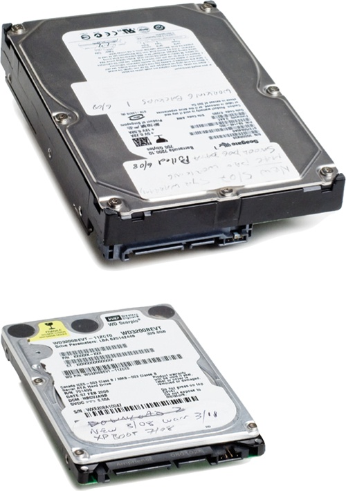 Drives come in two physcal sizes, 3.5-inch and 2.5-inch, named for the size of the internal platter.