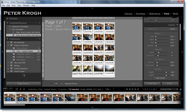 The Print module. In this image, it’s set up to make contact sheets.
