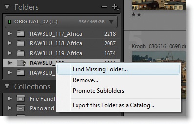 How to find a folder that’s been moved or renamed outside of the Lightroom environment.