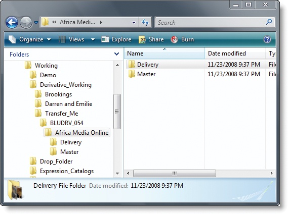 Transfer_Me folder showing Blu-ray bucket.