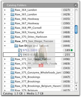 You can use Expression Media to move files from one folder to another. The red number indicates how many files will be moved.
