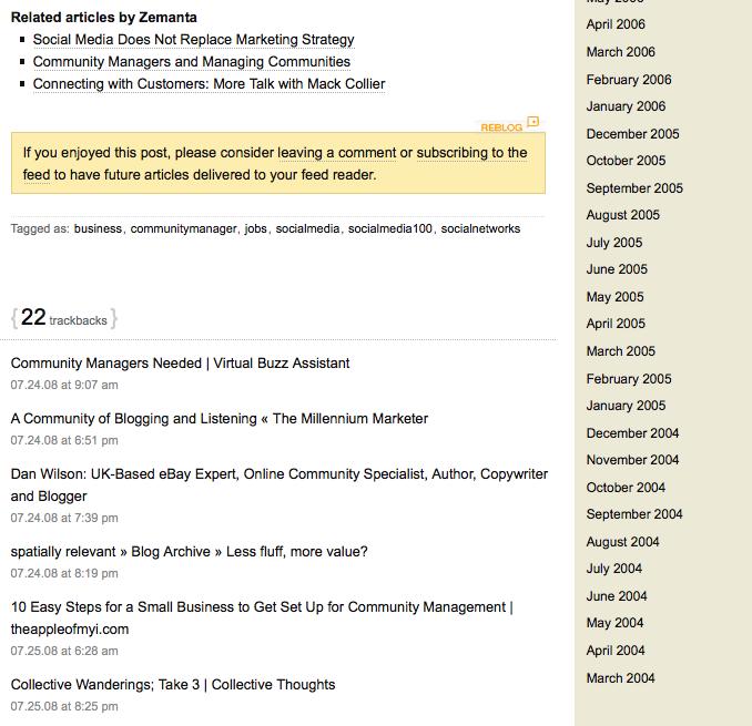 22 linkbacks to an article on chrisbrogan.com