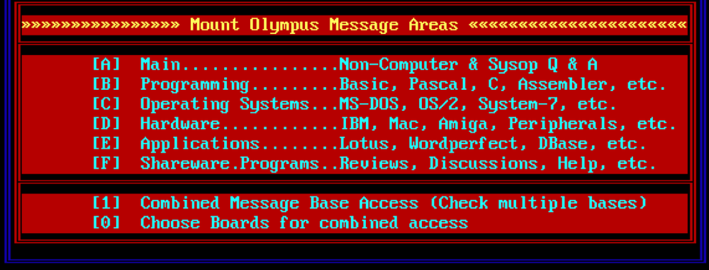 Mount Olympus BBS’s Message Base