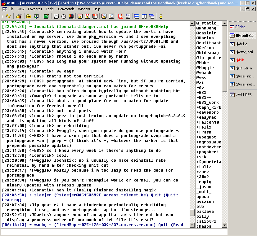 A FreeBSD support community on IRC (EFnet)