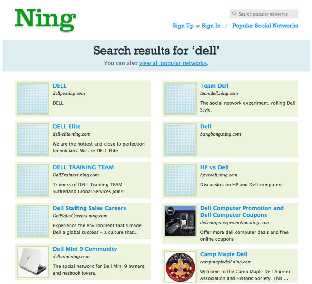Dell-related social networks created within Ning