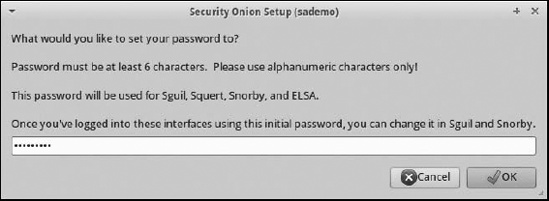 Entering a password for SO NSM applications