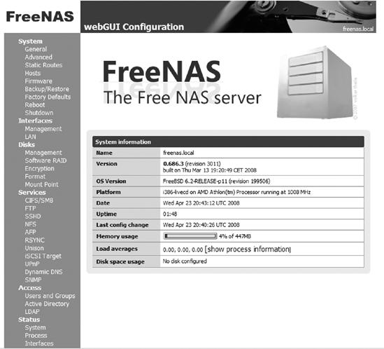 FreeNAS is a simple version of Unix designed for use as a file server.