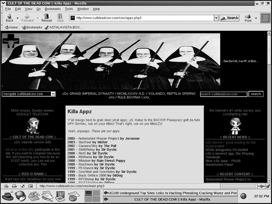 Hacker groups such as the Cult of the Dead Cow often run websites for their own amusement and to distribute their own hacking software.