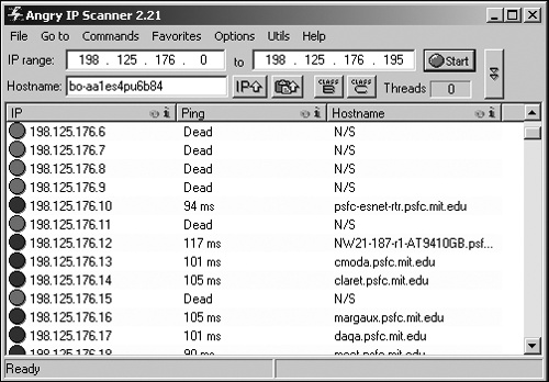 A port scanner can scan a range of IP addresses to find a computer to attack.