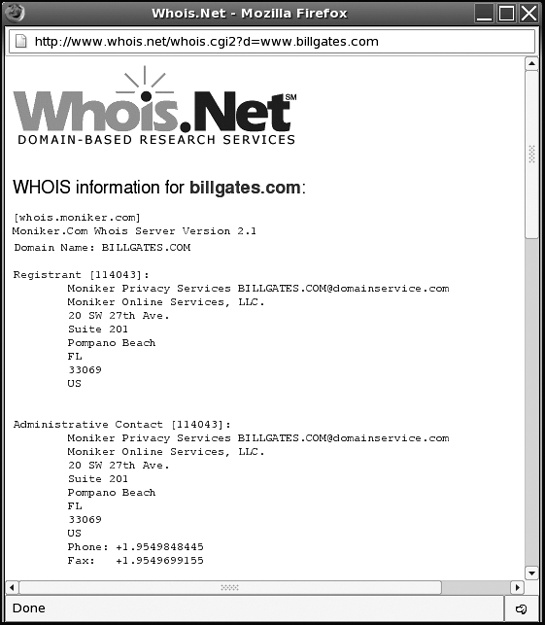 A WHOIS search on a descriptive domain name can identify the name, address, and phone number of the website’s owner.