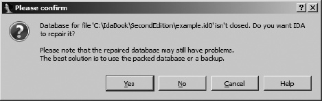 Database Repair dialog