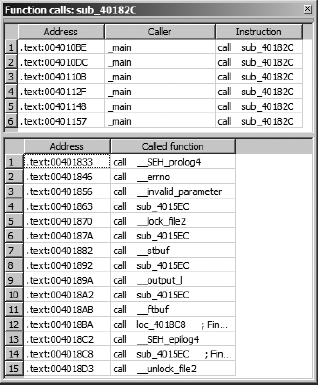 The Function Calls window