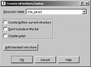 The Create Structure/Union dialog