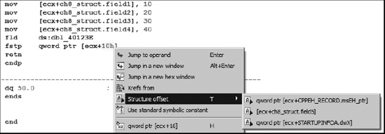 Applying a structure offset