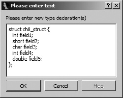 The Local Types entry dialog