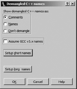 Demangled name display options