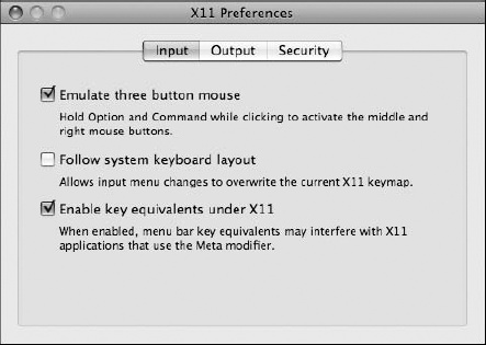 X11 Preferences on OS X