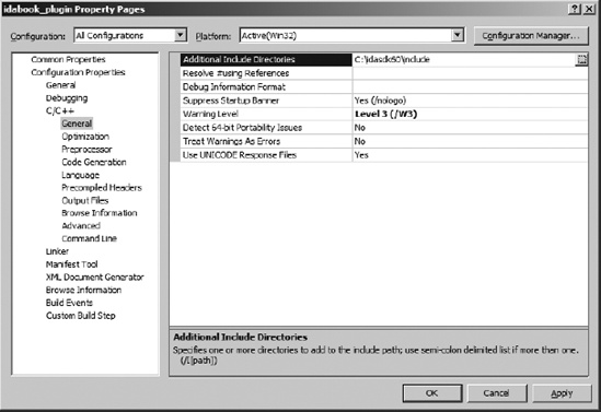 Visual Studio project properties dialog