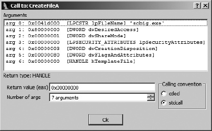 x86emu library function dialog