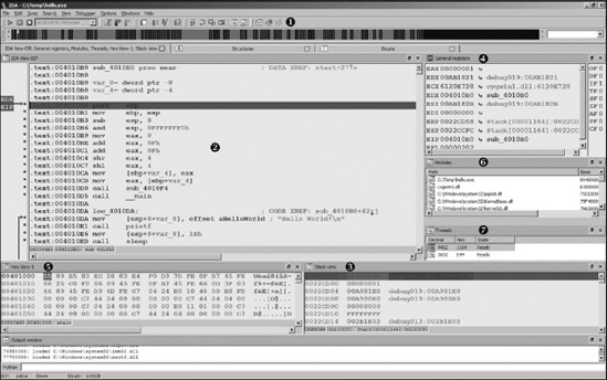 IDA debugger display