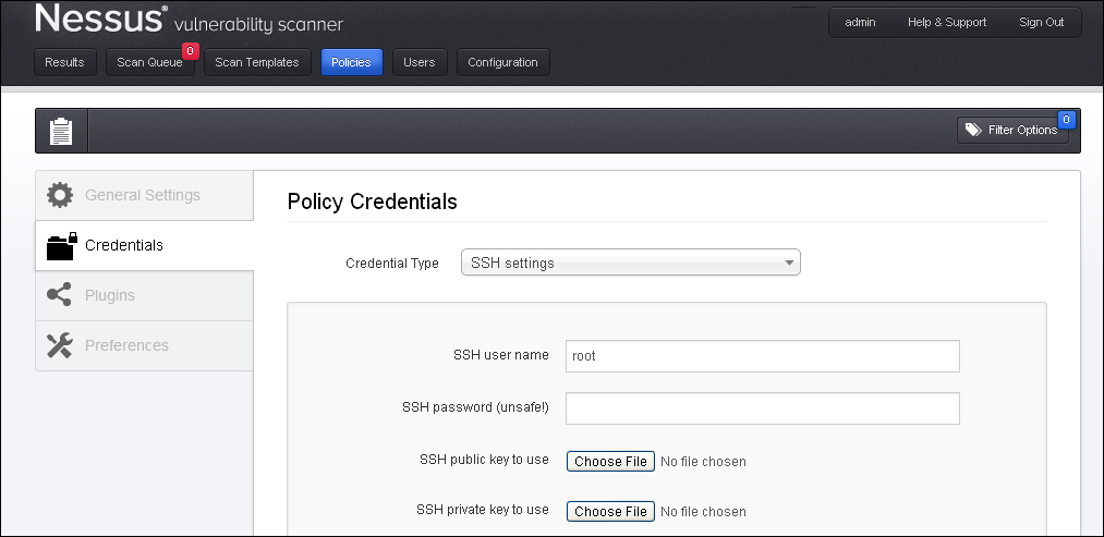 The SSH settings option